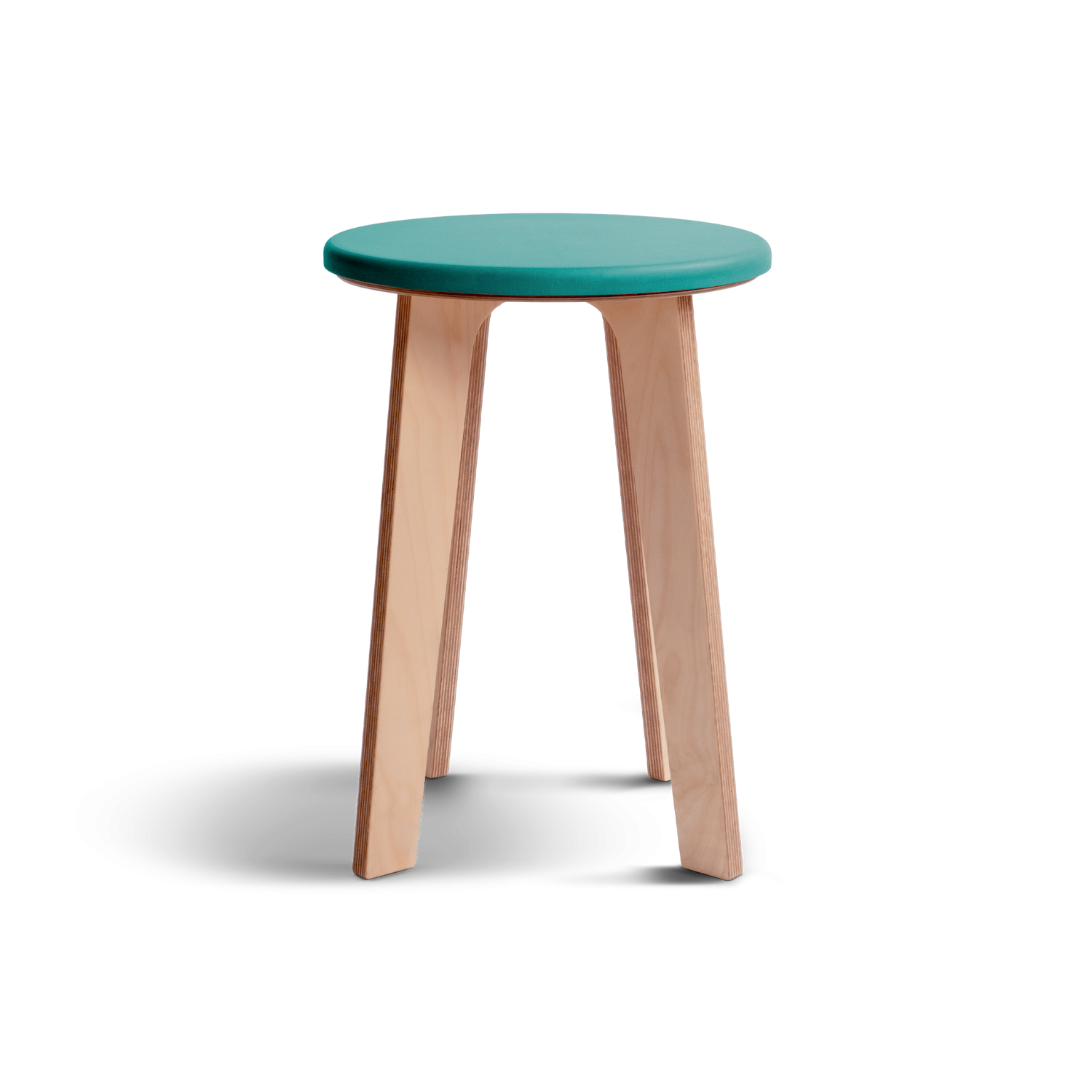 Birch stool with natural birch legs and vibrant Valchromat top.