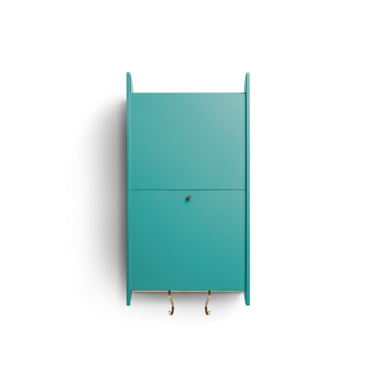 Balance wall cabinet in green Valchromat® – space-saving design with upward-gliding doors