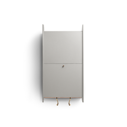 Balance wall cabinet in light grey Valchromat® – space-saving design with upward-gliding doors