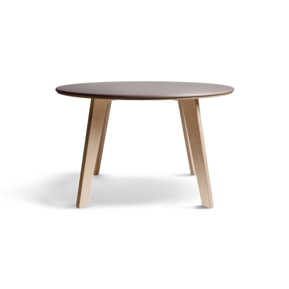 Bjørk Table, minimalist birch dining table with Valchromat top, Scandinavian design.