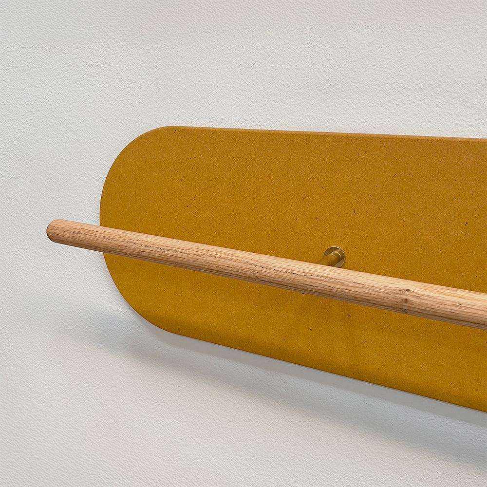 Grounded 100cm yellow shoe rack with wooden rod, minimalist hallway storage, outlet offer