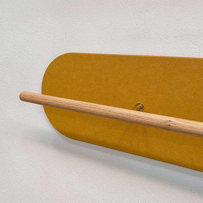 Grounded 100cm yellow shoe rack with wooden rod, minimalist hallway storage, outlet offer