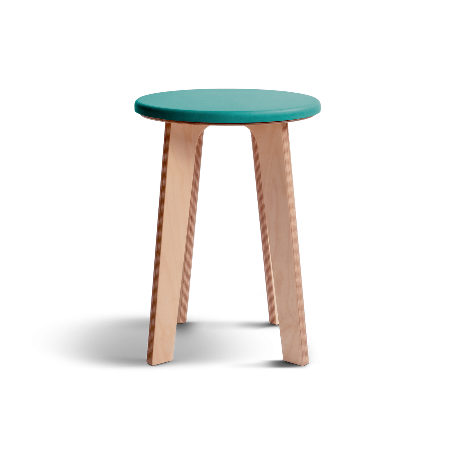 Birch stool with natural birch legs and vibrant Valchromat top.
