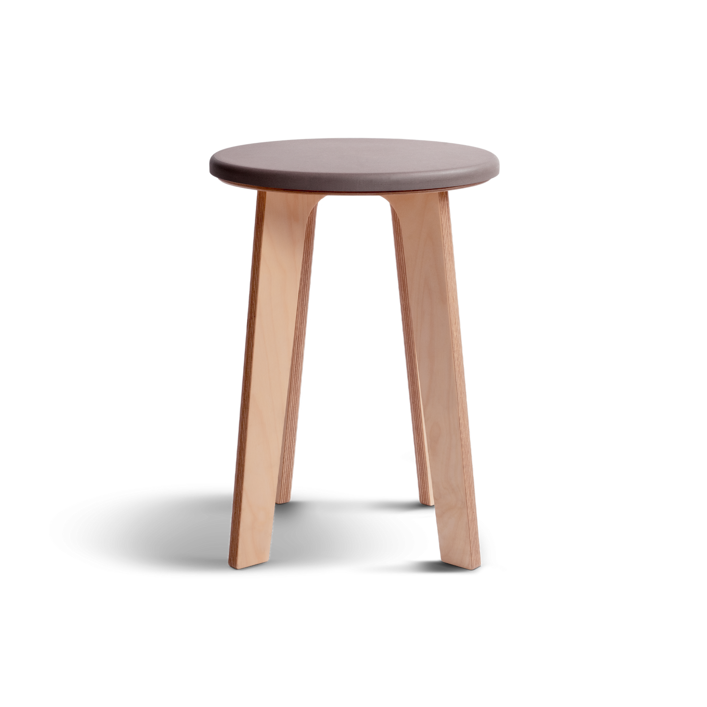 Birch stool with vibrant Valchromat® top and natural birch legs.