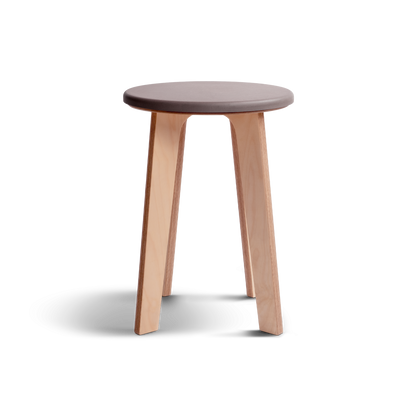 Birch stool with vibrant Valchromat® top and natural birch legs.