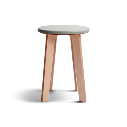 Birch stool made from birch plywood with vibrant Valchromat top.